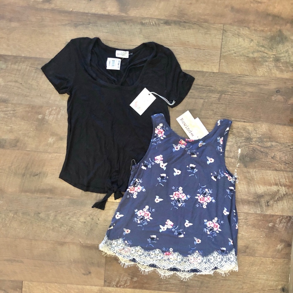LOT OF 2: Black & Floral Top